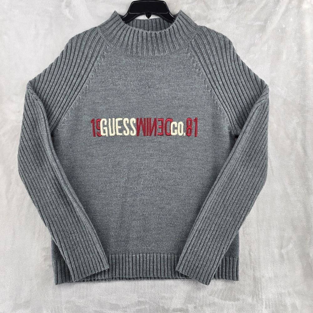 RARE Vtg Guess Jeans Denim Co Mens‎ Large Knit Acrylic Sweater Ribbed Kint Y2k